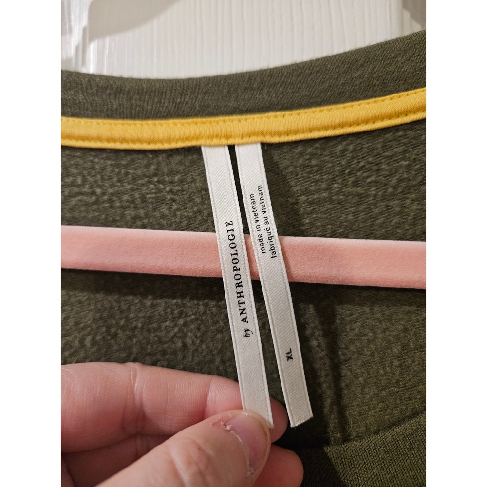 Anthropologie Thalia Midi Dress XL Olive Green Sweatshirt Belt Missing Pocket - Picture 3 of 6